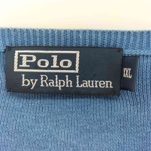 ポロバイラルフローレン Polo by RALPH LAUREN 90S ポニー刺繍 Vネック コットン L/S ニット メンズ import:XXL