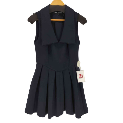 ザラ ZARA セーラーカラー ノースリーブプリーツミニワンピース レディース S