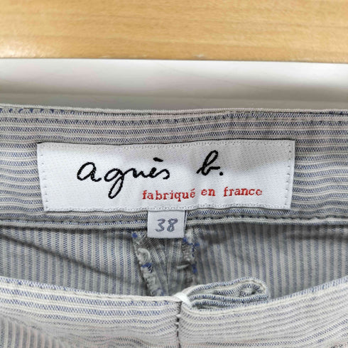 アニエスベー agnes b. サンライズ期 ストライプ リネン混 クロップドパンツ レディース JPN:38