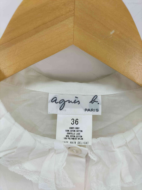 アニエスベー agnes b. PARIS サンライズ期 襟レース ノースリーブ ブラウス レディース JPN:36