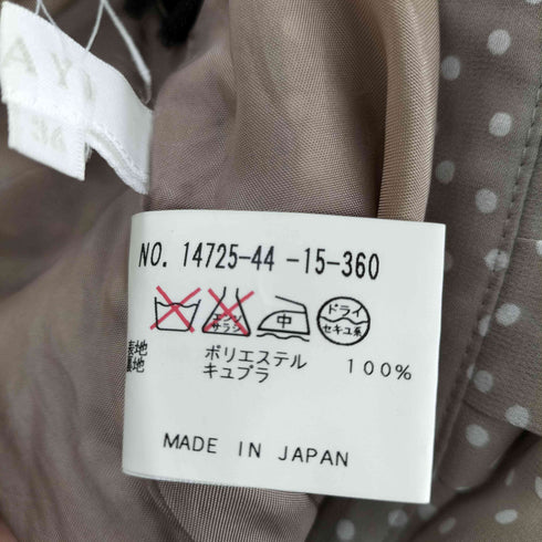 アナイ ANAYI ポリエステル ウエストリボン ドット柄ノースリーブワンピース レディース 36