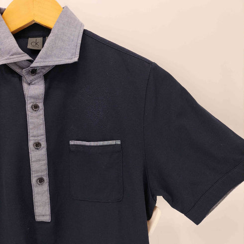 カルバンクライン CALVIN KLEIN コットンポリ鹿の子ポロシャツ メンズ import:M