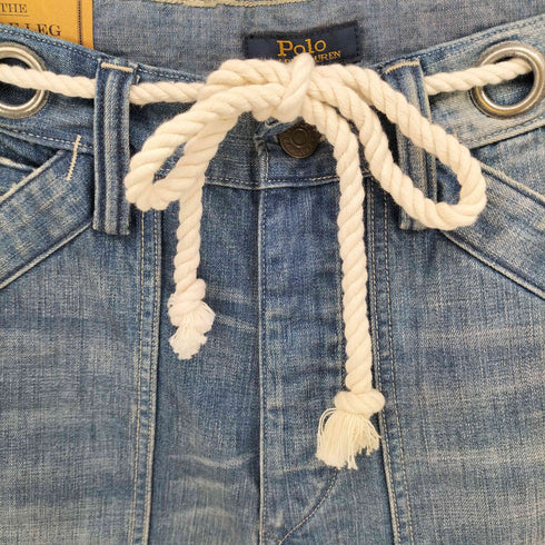 ポロラルフローレン POLO RALPH LAUREN THE WIDE LEG CROP ワイド レッグ クロップド ベルトロープ付き デニム レディース UK:26-27