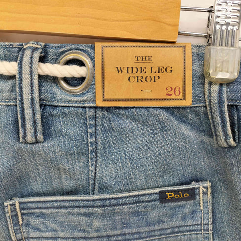 ポロラルフローレン POLO RALPH LAUREN THE WIDE LEG CROP ワイド レッグ クロップド ベルトロープ付き デニム レディース UK:26-27