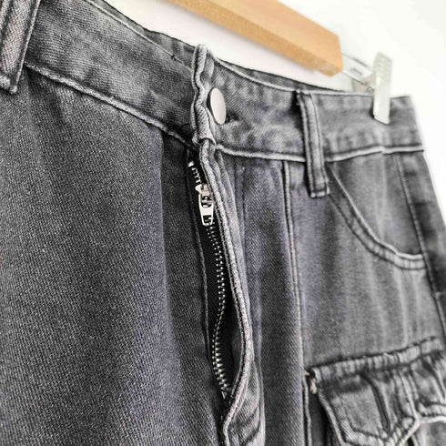 ダメージデニム ワイド ブラック パンツ メンズ JPN:XL