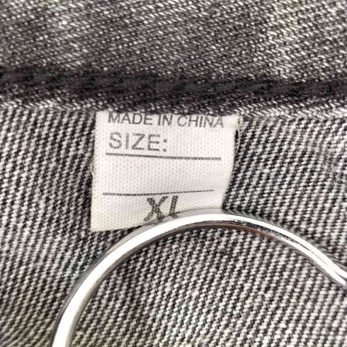 ダメージデニム ワイド ブラック パンツ メンズ JPN:XL