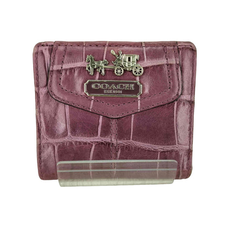 コーチ COACH クロコ型押しレザー 二つ折り財布 レディース