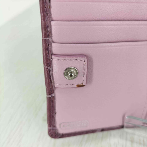 コーチ COACH クロコ型押しレザー 二つ折り財布 レディース