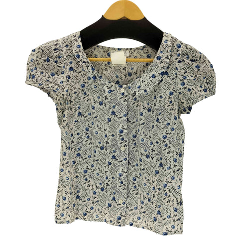 アニエスベー agnes b. PARIS サンライズ期 白タグ コットン 花柄 S/Sシャツ レディース JPN:36