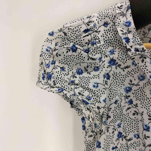 アニエスベー agnes b. PARIS サンライズ期 白タグ コットン 花柄 S/Sシャツ レディース JPN:36