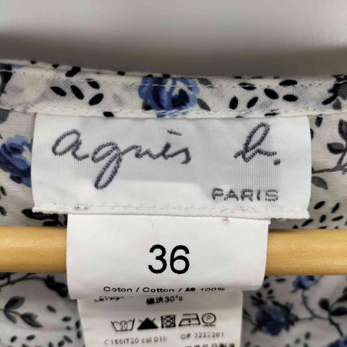 アニエスベー agnes b. PARIS サンライズ期 白タグ コットン 花柄 S/Sシャツ レディース JPN:36