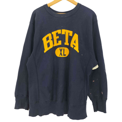 チャンピオン Champion 83-85年製 トリコタグ中期 USA製 REVERSE WEAVE ラバープリント BETA アーチ カプセル 2段 クルーネック スウェット メンズ import:XL