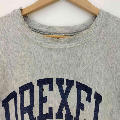 チャンピオン Champion 90-00s 刺繍タグ USA製 REVERSE WEAVE ラバープリント DREXEL アーチ カプセル2段 ゾロ目22 クルーネック スウェット メンズ import:L