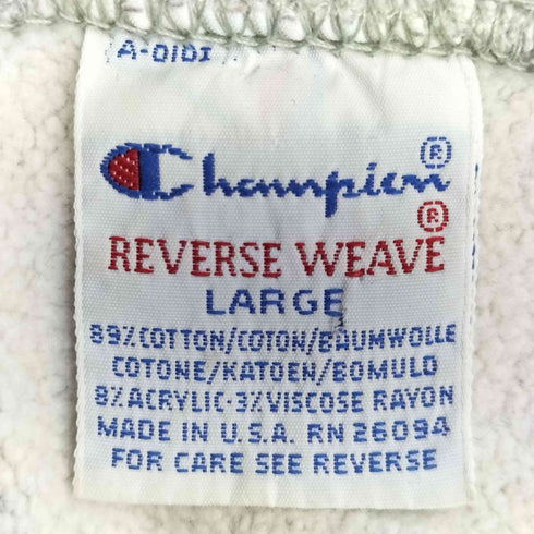 チャンピオン Champion 90-00s 刺繍タグ USA製 REVERSE WEAVE ラバープリント DREXEL アーチ カプセル2段 ゾロ目22 クルーネック スウェット メンズ import:L