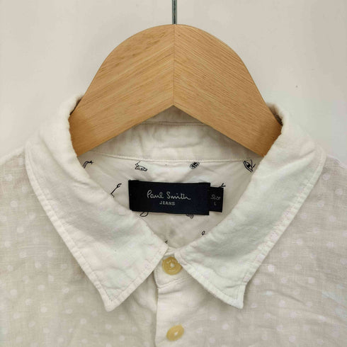 ポールスミスジーンズ Paul Smith JEANS リネン100 ドット マチ付き 隠しボタンダウン シャツ メンズ import:L