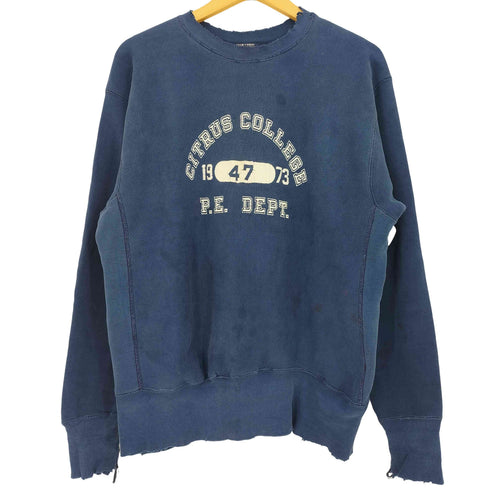 チャンピオン Champion 70-76年製 単色タグ 前期 USA製 REVERSE WEAVE ラバープリント アーチ カプセル3段 カレッジ スウェット メンズ import:XL