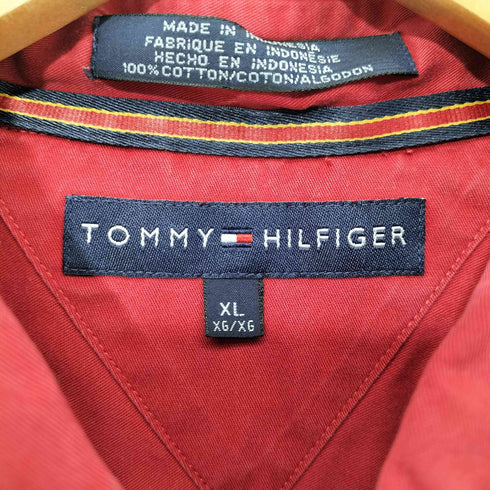 トミーヒルフィガー TOMMY HILFIGER 00s コットン エンブレム刺繍 ボタンダウン L/S シャツ メンズ import:XL