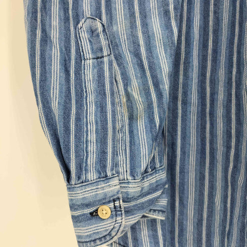 エルエルビーン L.L.Bean 90-00s USA製 フロントポケット 長袖 ストライプ ボタンダウンシャツ メンズ import:M