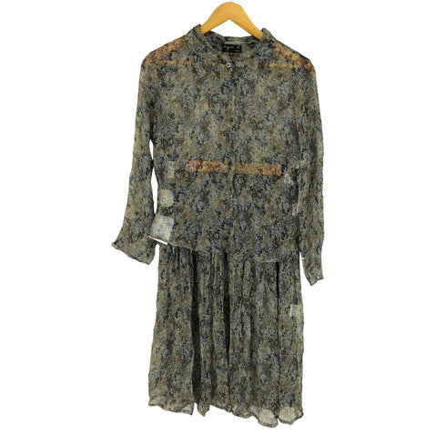 アニエスベー agnes b. PARIS サンライズ期 シルク 花柄 シャツ スカート セットアップ レディース JPN:36