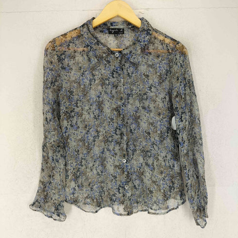 アニエスベー agnes b. PARIS サンライズ期 シルク 花柄 シャツ スカート セットアップ レディース JPN:36