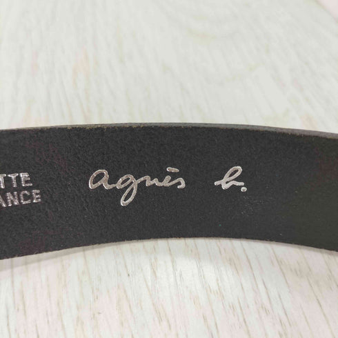 アニエスベー agnes b. フランス製 bロゴバックル レザーベルト レディース 80