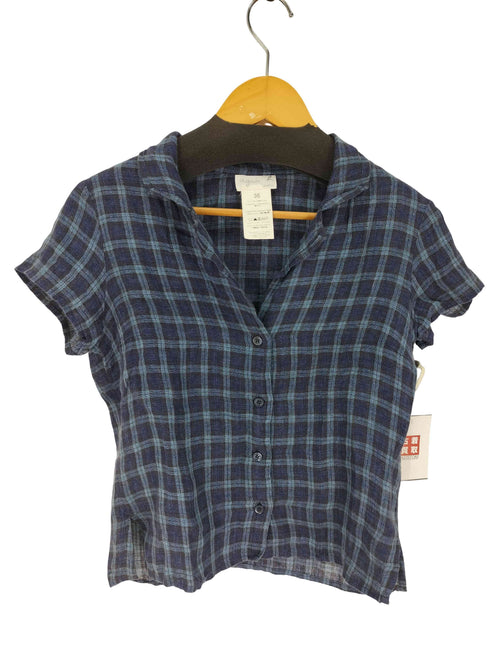 アニエスベー agnes b. PARIS サンライズ期 白タグ チェック リネン シャツ レディース JPN:36