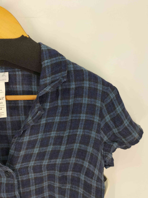 アニエスベー agnes b. PARIS サンライズ期 白タグ チェック リネン シャツ レディース JPN:36