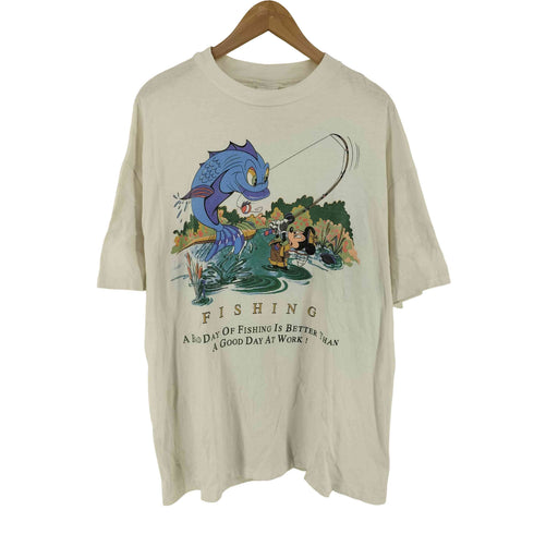 90s USA製 FISHING キャラクタープリント Tシャツ メンズ XL