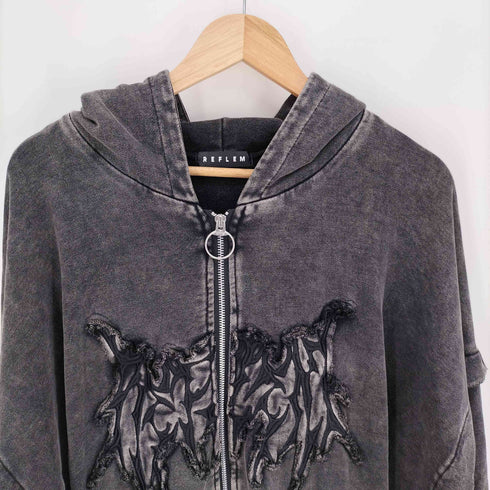 REFLEM レフレム フェード加工 猫耳 フーテッド L/S ジップ パーカー メンズ FREE