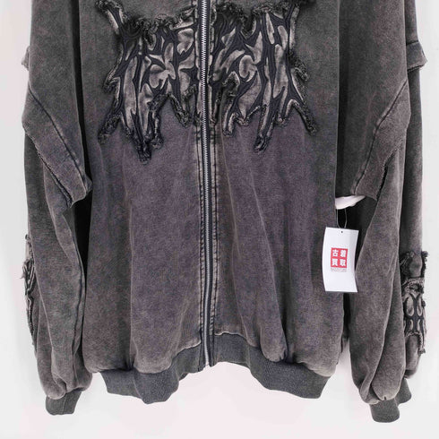 REFLEM レフレム フェード加工 猫耳 フーテッド L/S ジップ パーカー メンズ FREE