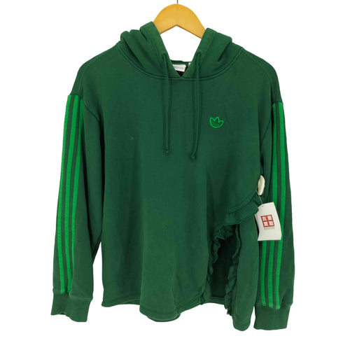 アディダスオリジナルス adidas Originals フリル付き フードパーカー フーディグリーンアシンメトリー レディース M