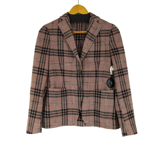 ラルディー二 LARDINI ウール チェック テーラードジャケット レディース 30