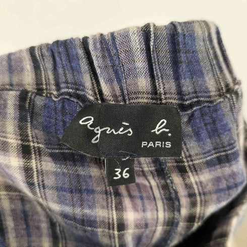 アニエスベー agnes b. PARIS サンライズ期 リネン チェック スラックス レディース JPN:36