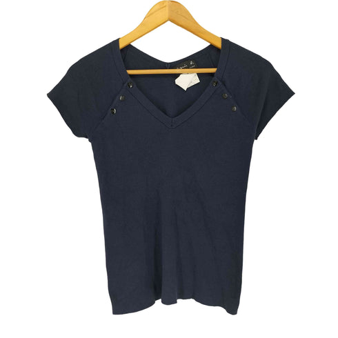 アニエスベー agnes b. PARIS サンライズ期 コットン ボタン Vネック Tシャツ レディース JPN:1