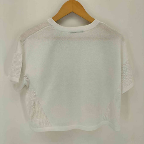 マカフィー MACPHEE クロップド丈 メッシュ切替 クルーネックTシャツ レディース import:S