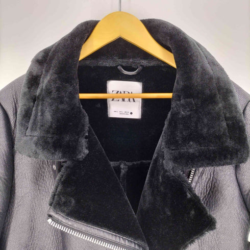 ザラ ZARA フェイクムートン ジャケット ボア ライダース ジャケット レディース import:L