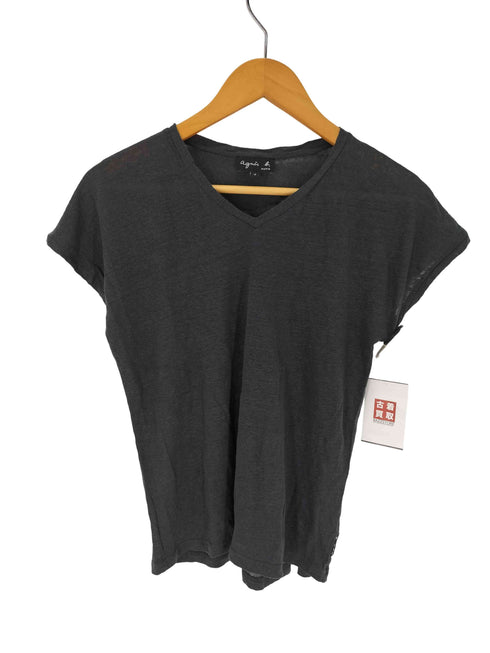 アニエスベー agnes b. PARIS サンライズ期 リネン VネックTシャツ レディース JPN:1