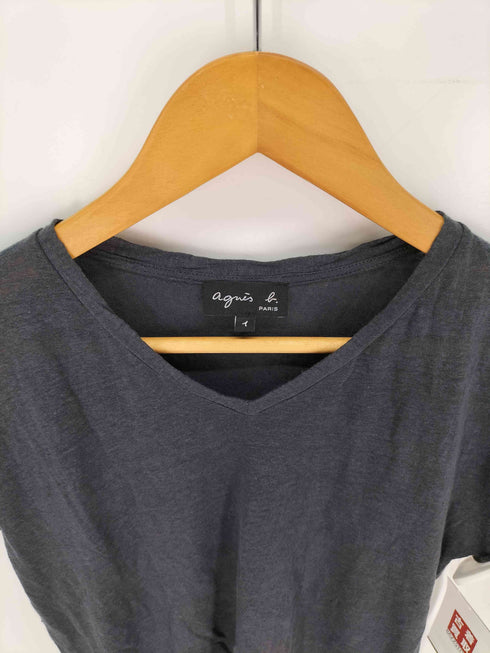 アニエスベー agnes b. PARIS サンライズ期 リネン VネックTシャツ レディース JPN:1
