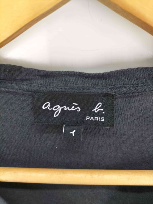 アニエスベー agnes b. PARIS サンライズ期 リネン VネックTシャツ レディース JPN:1