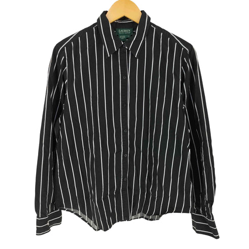 ローレンラルフローレン LAUREN RALPH LAUREN コットン ストライプレギュラーカラーL/S シャツ レディース import:L