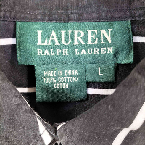 ローレンラルフローレン LAUREN RALPH LAUREN コットン ストライプレギュラーカラーL/S シャツ レディース import:L