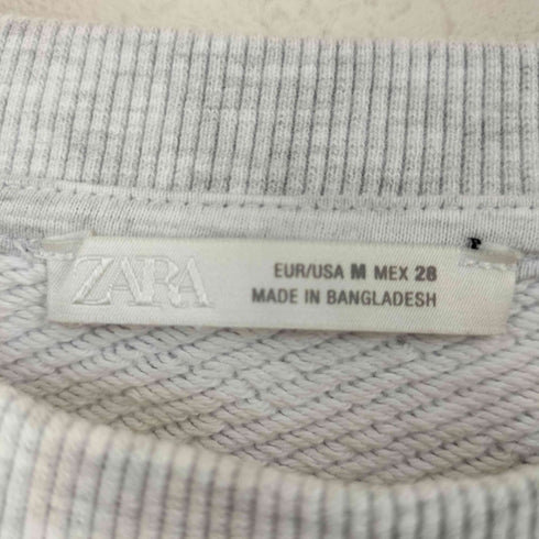ザラ ZARA クロップド丈 カレッジプリント クルーネックスウェット レディース import:M