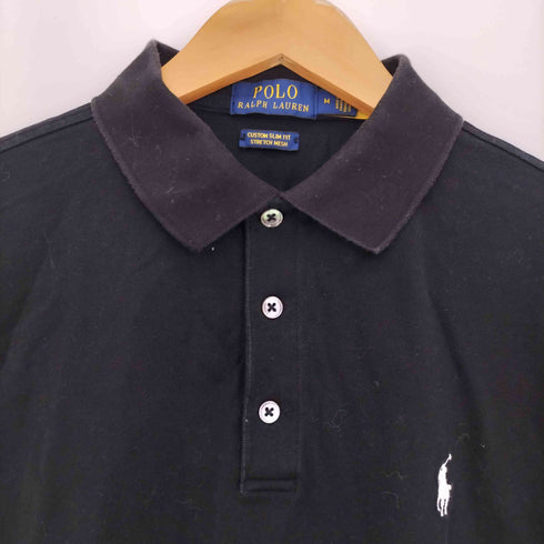 ポロラルフローレン POLO RALPH LAUREN 現行QR タグ CUSTOMSLIM FIT STRETCH MESH ポニー刺繍 半袖ポロシャツ メンズ import:M