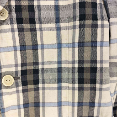 ラルディー二 LARDINI リネン混 マドラスチェック柄 テーラードジャケット メンズ JPN:44