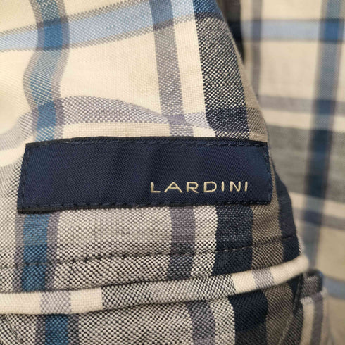 ラルディー二 LARDINI リネン混 マドラスチェック柄 テーラードジャケット メンズ JPN:44