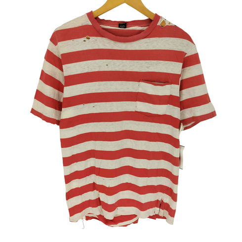 ランズエンド LANDS END 90S USA製 襤褸 ボロ ボーダー クルーネック S/S ポケット Tシャツ メンズ import:M