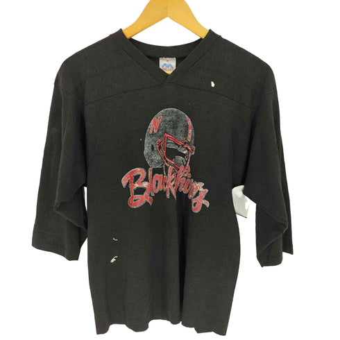 ミラー MILLER 90S USA製 フットボールチーム カレッジ ロゴ プリント 七分袖 Vネック Tシャツ メンズ import:M