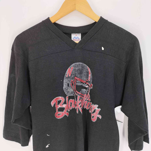 ミラー MILLER 90S USA製 フットボールチーム カレッジ ロゴ プリント 七分袖 Vネック Tシャツ メンズ import:M