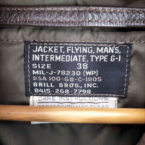ユーエスネイビー U.S.NAVY 60s 1968年会計 BRILL BROS社製 TALONジップ INTERMEDIATE TYPE G-1 フライトジャケット メンズ US:38