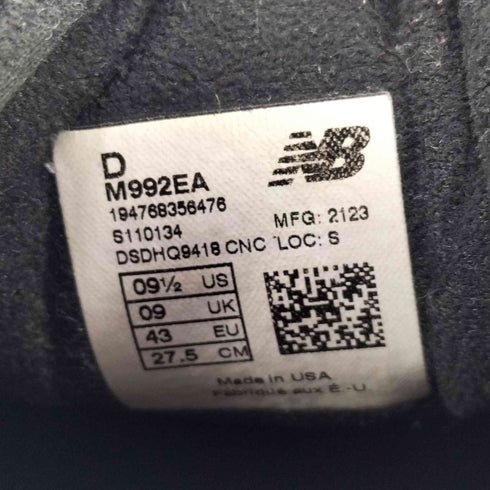 ニューバランス NEW BALANCE MADE IN U.S.A M992EA ローカットスニーカー メンズ JPN:27.5
